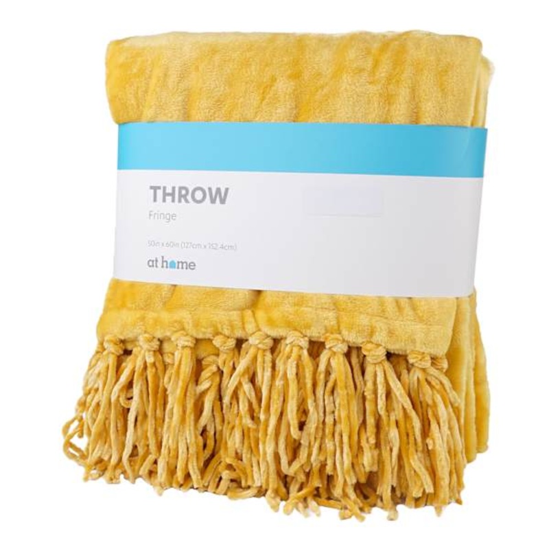 Yellow Fringe Throw Blanket, 50×60