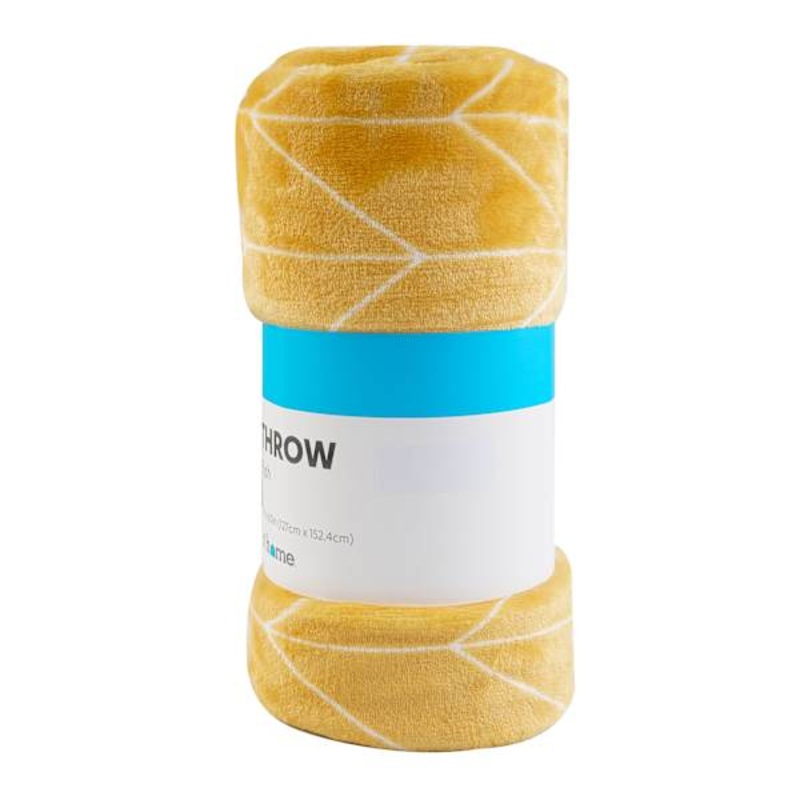 Yellow Herringbone Micro Plush Throw Blanket, 50×60