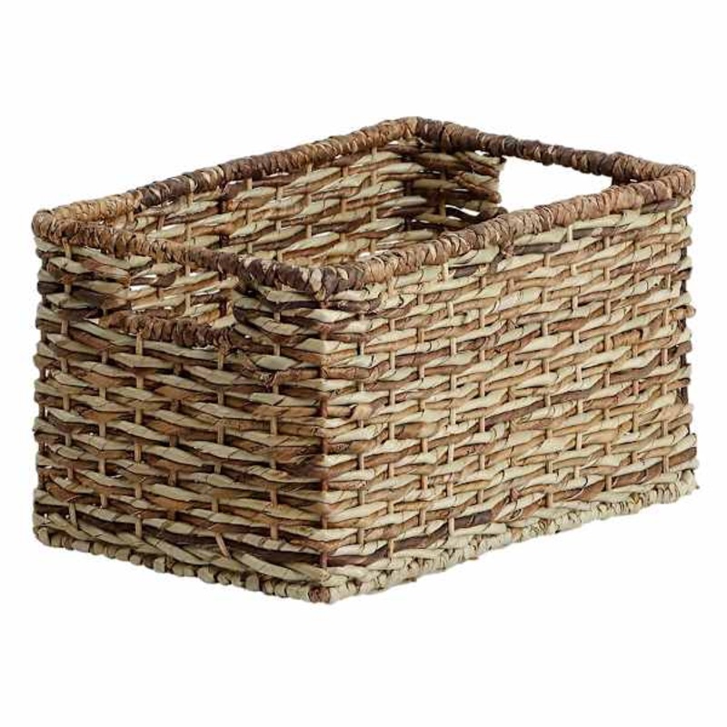 Bacburi Woven Abaca Rectangle Shelf Storage Tote, Large