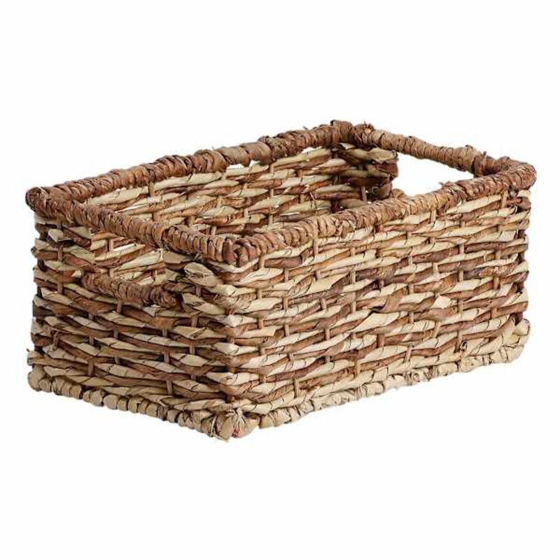 Bacburi Woven Abaca Rectangle Shelf Storage Tote, Medium