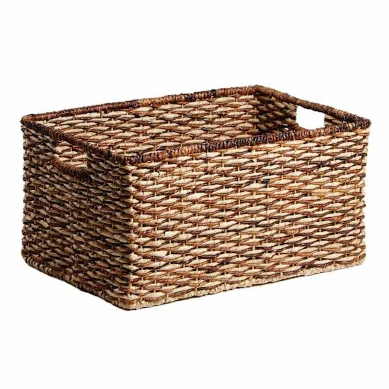 Bacburi Woven Abaca Rectangle Shelf Tote, Small