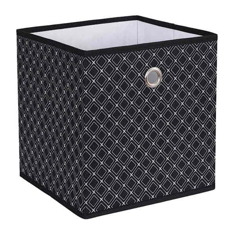 Black Diamond Square Foldable Fabric Storage Bin