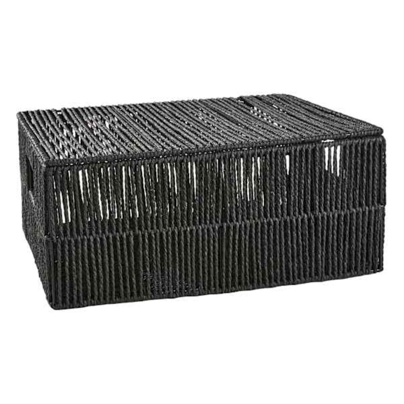 Black Lidded Paper Storage Basket, Small