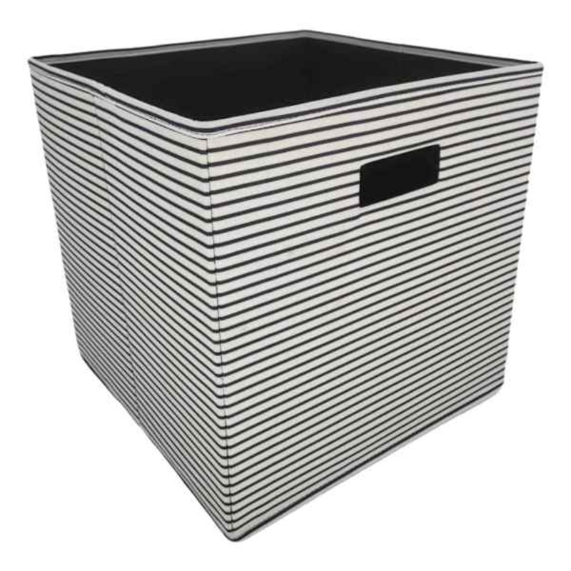 Black & White Square Fabric Storage Cube, 13″