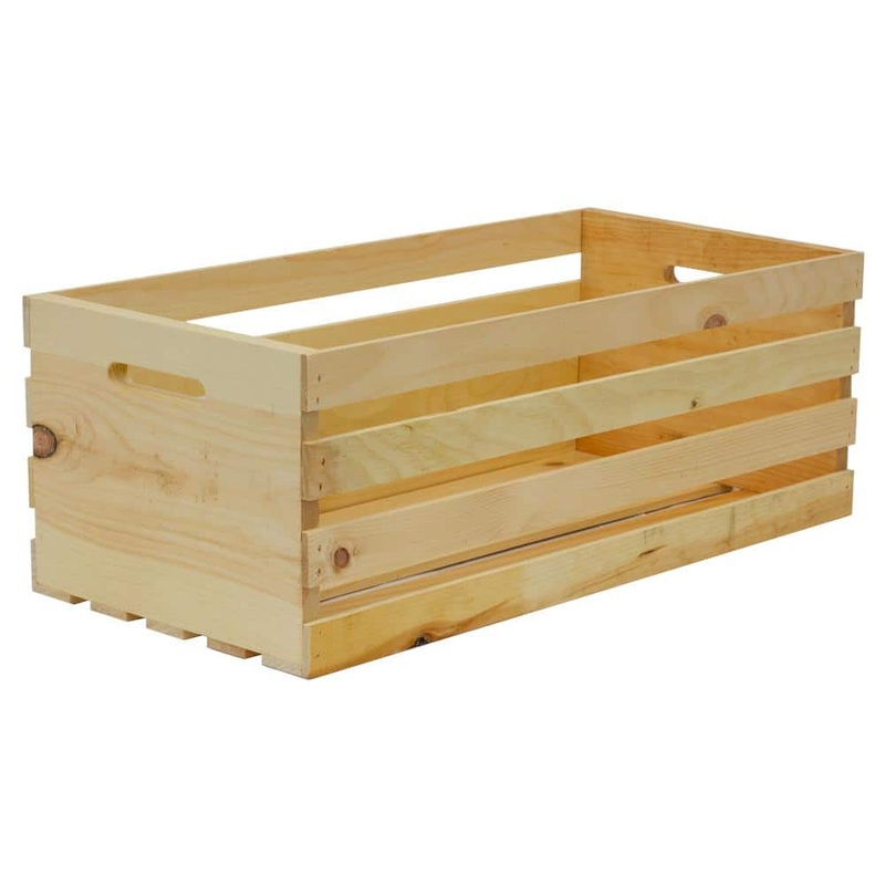 Crates & Pallet Crates and Pallet 27 in. x 12.5 in. x 9.5 in. X-Large Wood Crate Storage Tote Natural Pine 94621