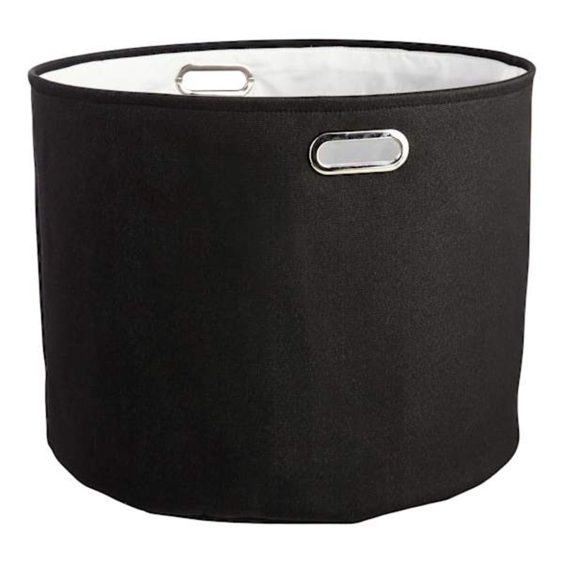 Black Round Fabric Storage Basket, Large