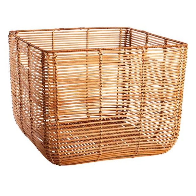 Brown Natural Square Rattan Storage Basket, Large
