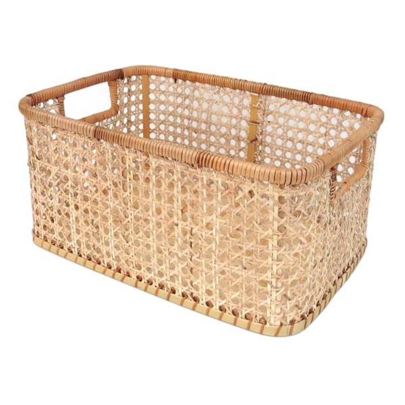 Cane Rectangle Storage Basket, Medium