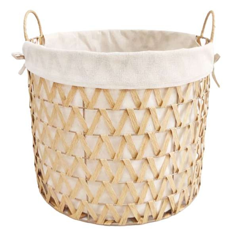 Chevy Natural Wicker Round Storage Basket, Medium