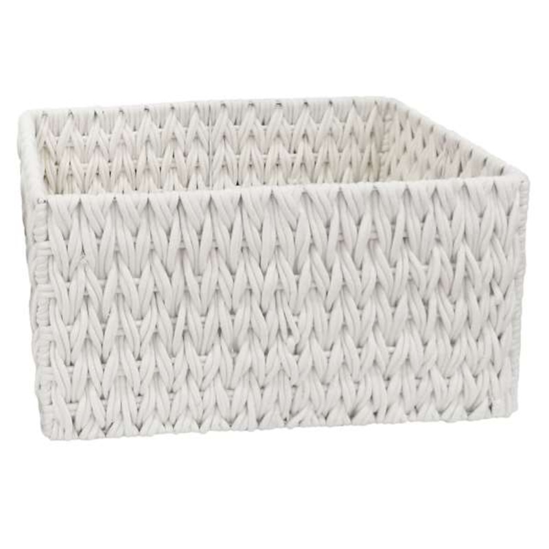 Chunky White Rectangle Fabric Storage Basket, Extra Large