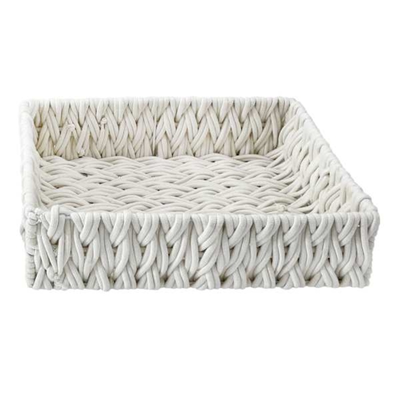 Chunky White Under Bed Fabric Storage Basket, Extra Small