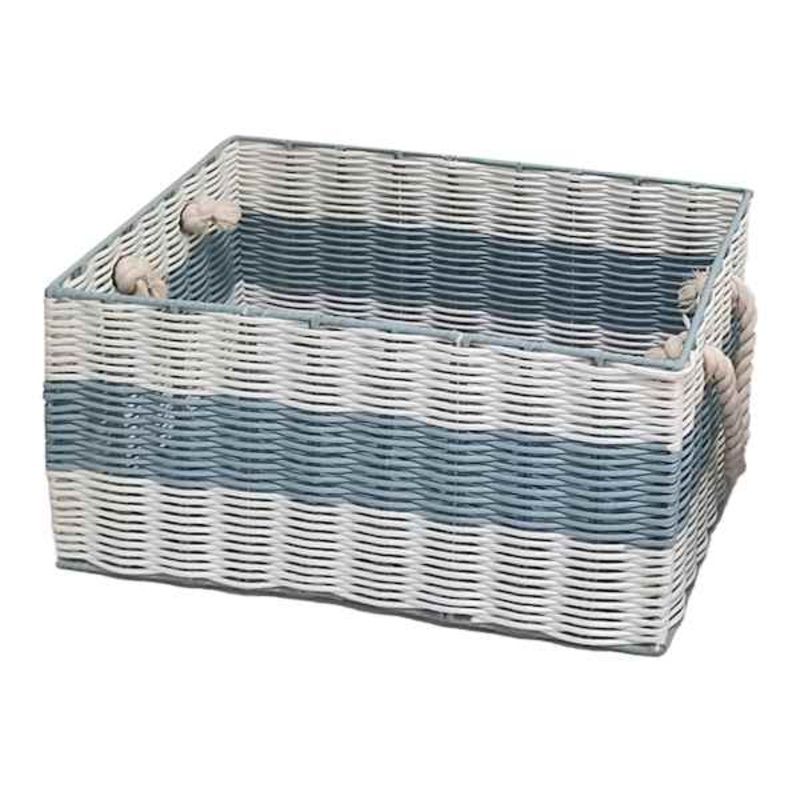 Coastal Striped Rectangle Storage Basket, Large