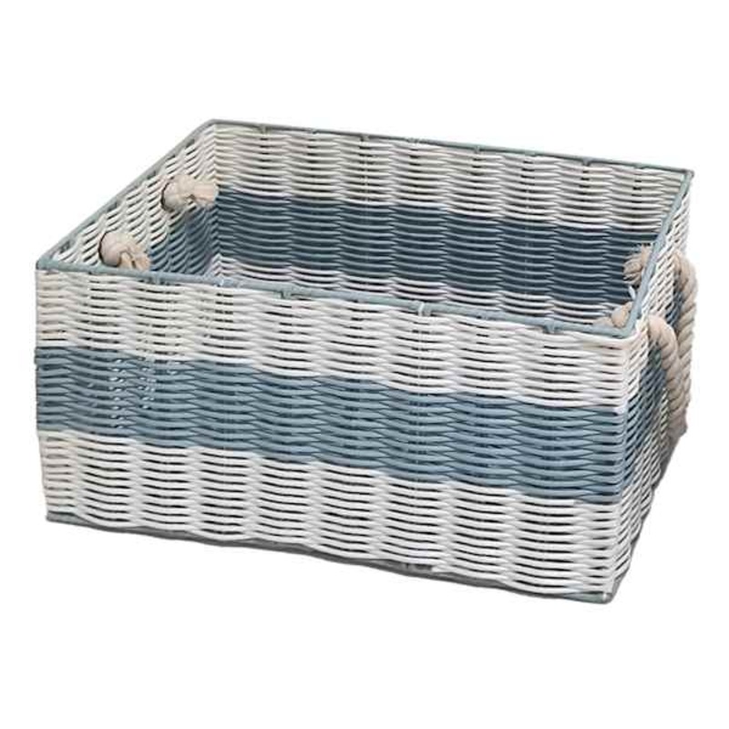 Coastal Striped Rectangle Storage Basket, Medium