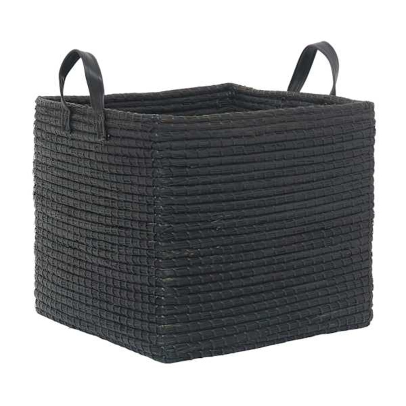 Crosby St. Black Seagrass Storage Basket with Handles, Large