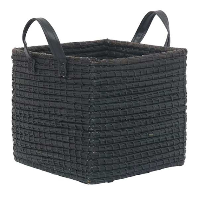 Crosby St. Black Seagrass Storage Basket with Handles, Medium