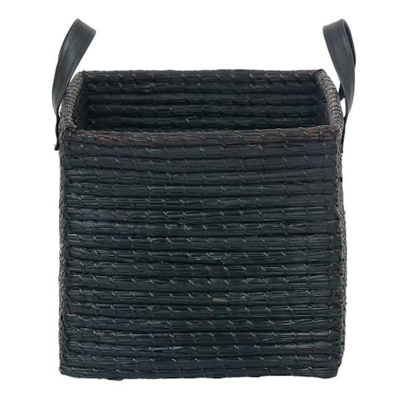 Crosby St. Black Seagrass Storage Basket with Handles, Small