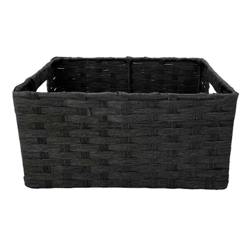 Dark Grey Paper Rope Rectangle Storage Basket, Large
