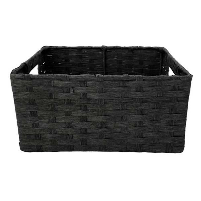 Dark Grey Paper Rope Rectangle Storage Basket, Medium
