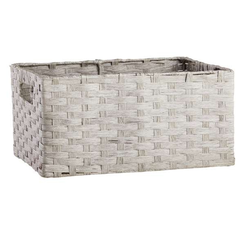 Light Grey Paper Rope Rectangle Storage Basket, Large