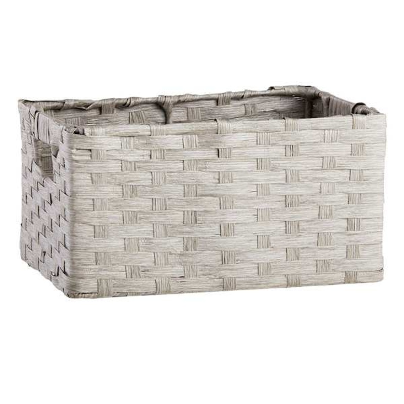 Light Grey Paper Rope Rectangle Storage Basket, Medium