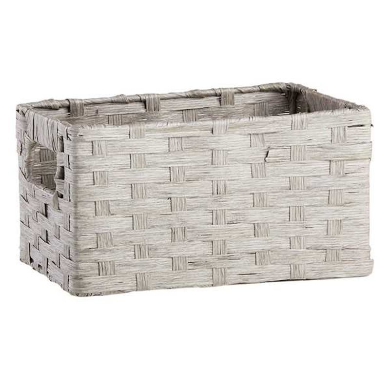 Light Grey Paper Rope Rectangle Storage Basket, Small