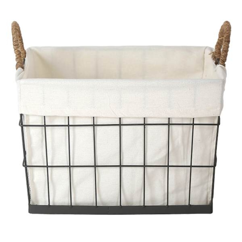 Lined Rectangle Wire Storage Basket, Extra Large