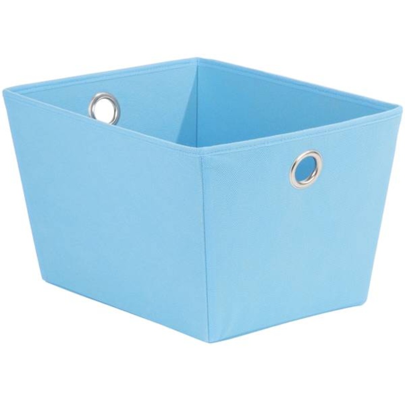 Medium Fabric Storage Tote with Grommet Handles, Blue