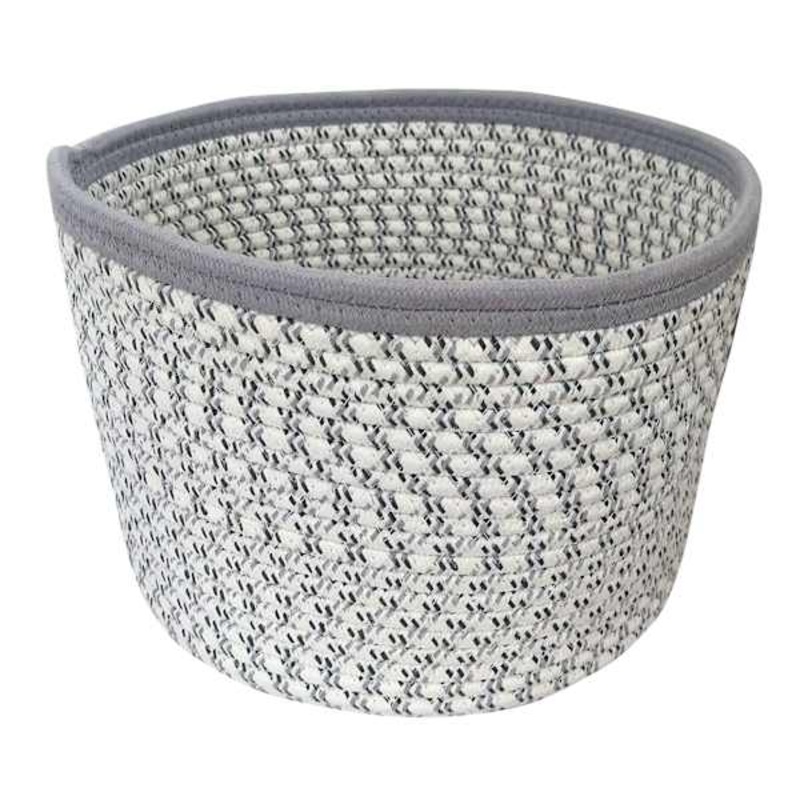 Mylie Grey Print Round Storage Bin, Large