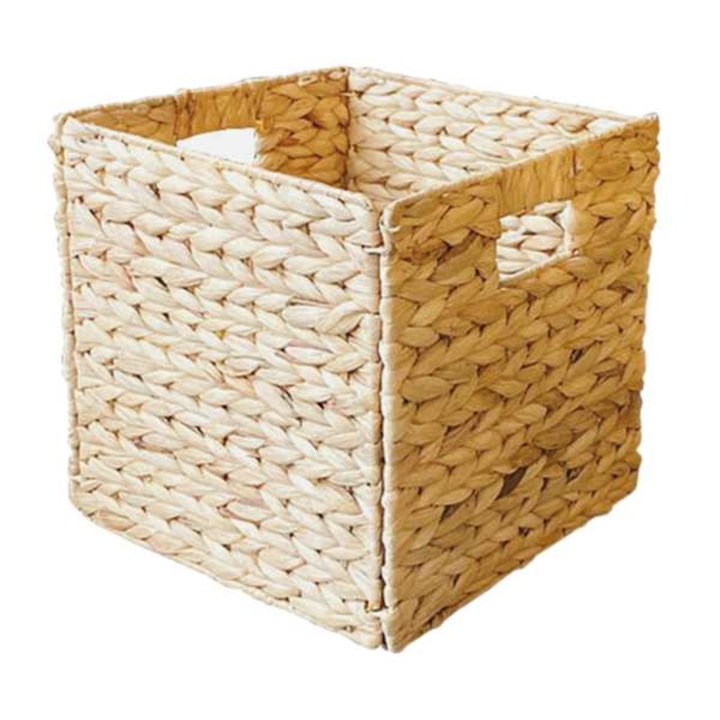 Natural Arrow Weave Water Hyacinth Folding Storage Basket, 10.5″