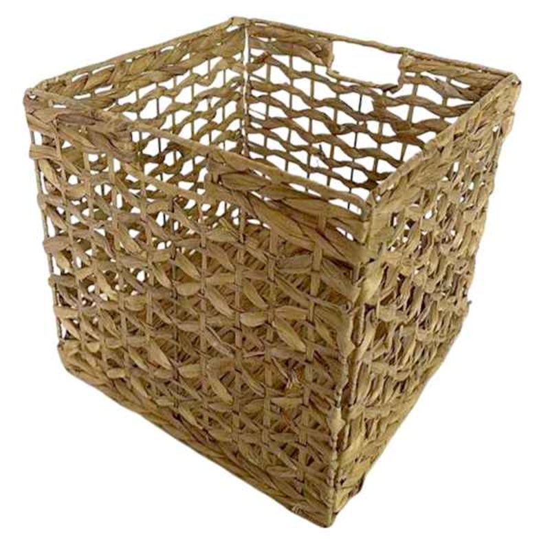 Natural Water Hyacinth Collapsible Storage Cube, 13″