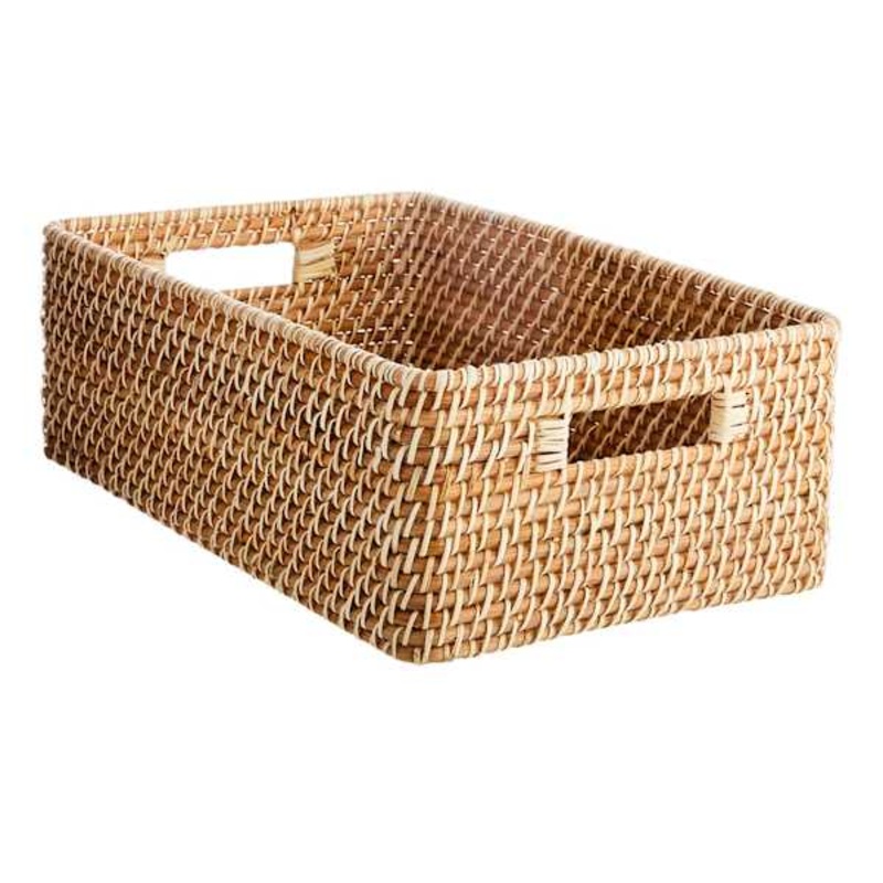 Oversized Rectangle Rattan Storage Basket, Large
