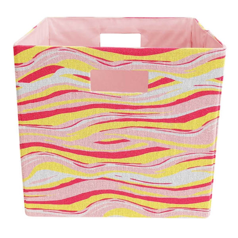 Pink & Yellow Wave Print Modular Storage Cube, 13″