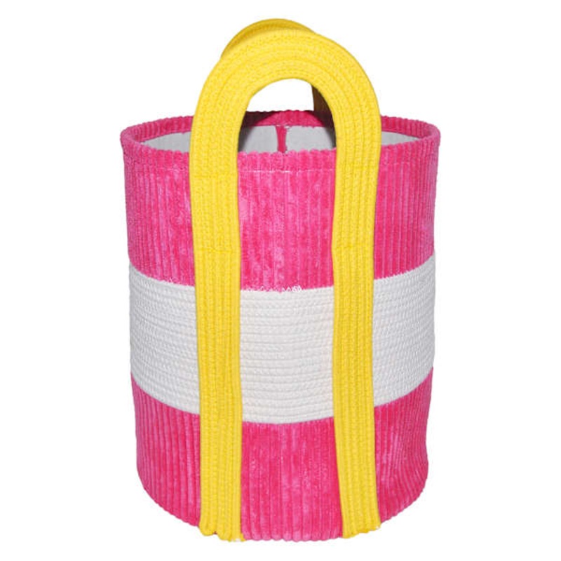Poly Rope Storage Basket, Pink & White