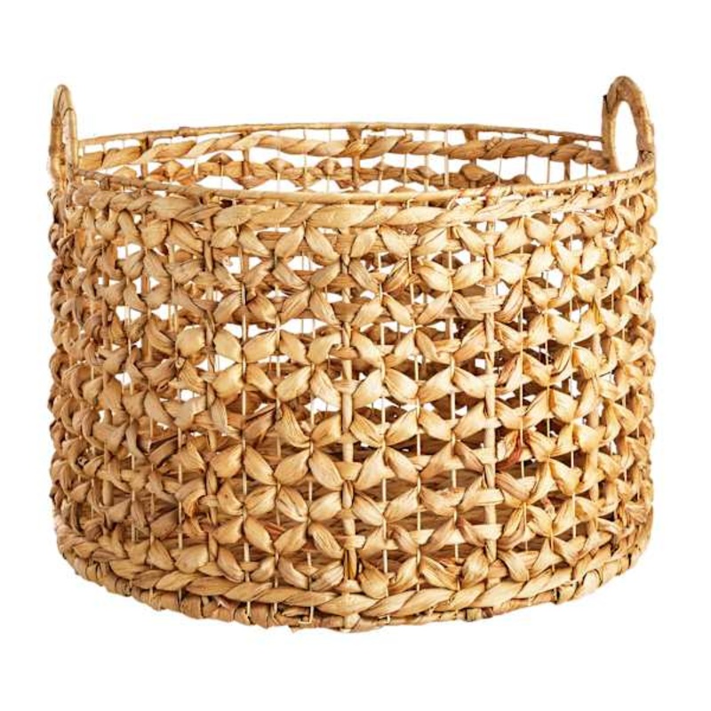 Providence Melia Round Flower Weave Storage Basket with Handles, Large
