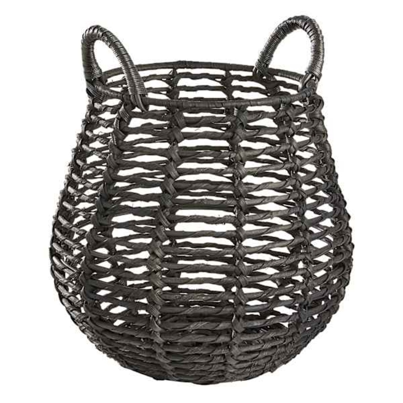 Rocco Black Rattan Storage Basket, Medium