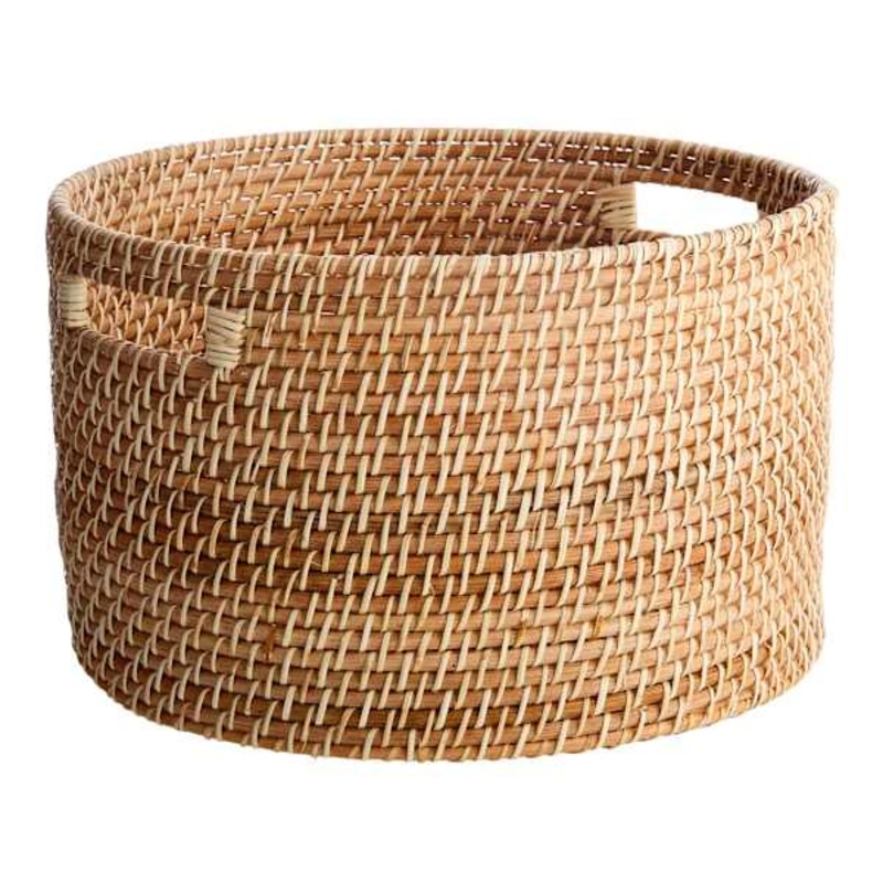 Round Rattan Storage Basket, Large