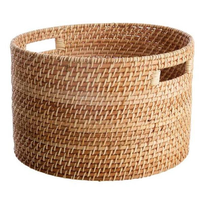 Round Rattan Storage Basket, Medium