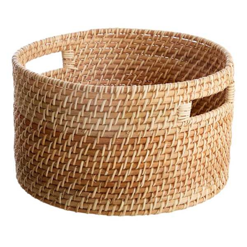 Round Rattan Storage Basket, Small