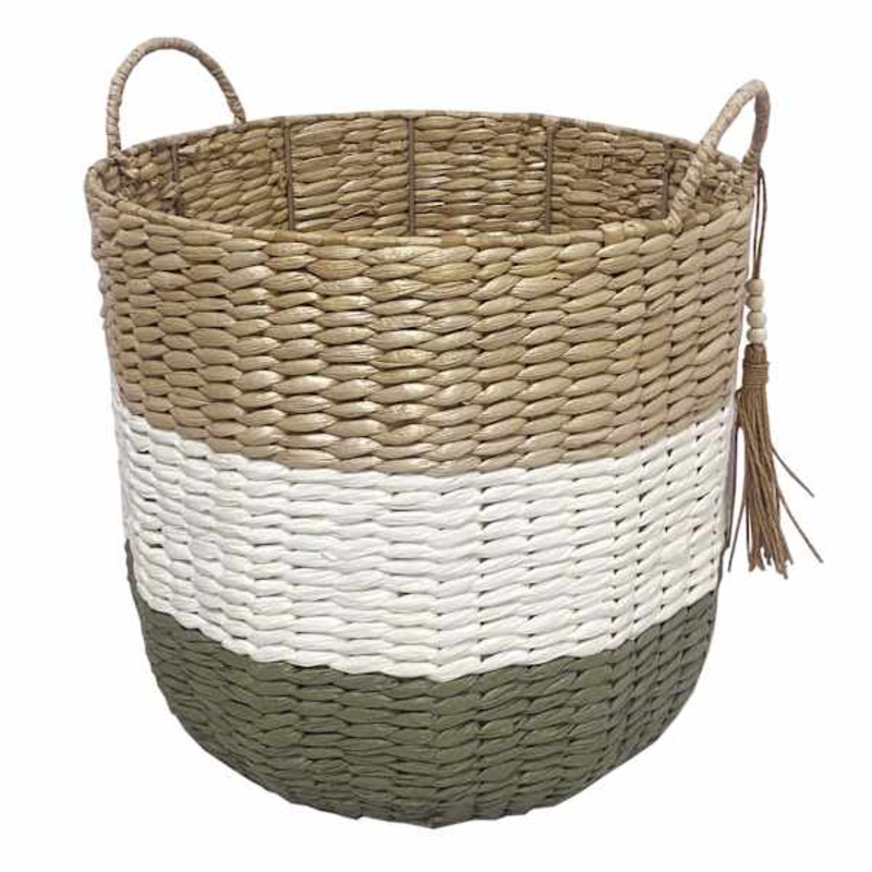 Sage Round Paper Storage Basket, Medium