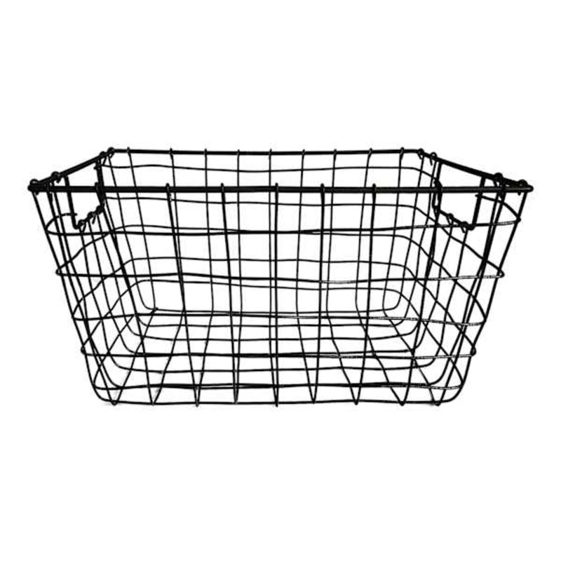 Tapered Dark Grey Metal Storage Basket, Large