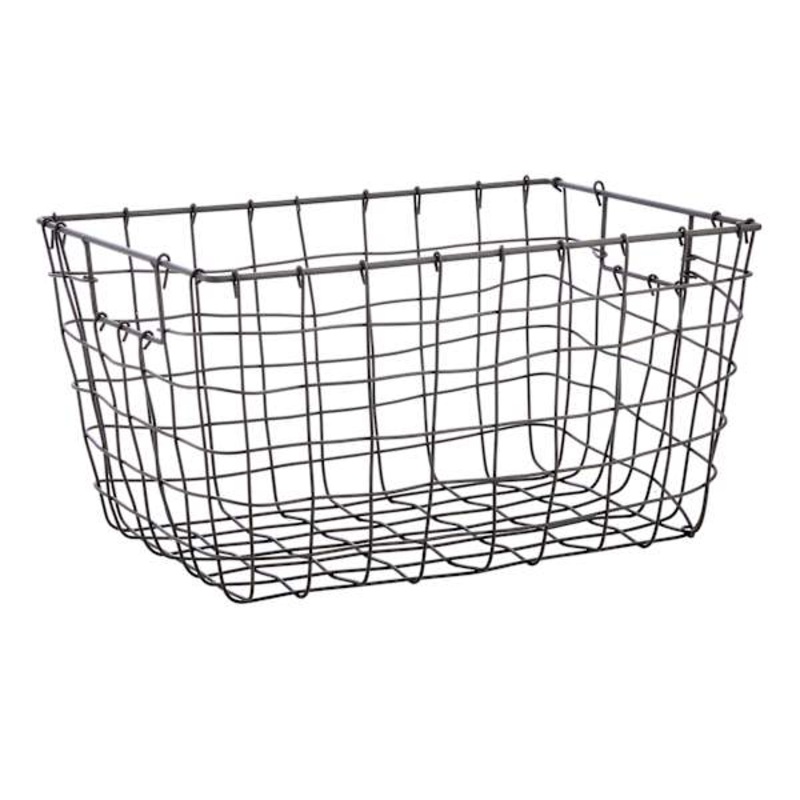 Tapered Dark Grey Metal Storage Basket, Medium
