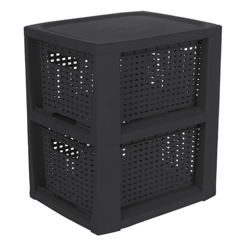 2-Layer Woven Drawer Set, Black