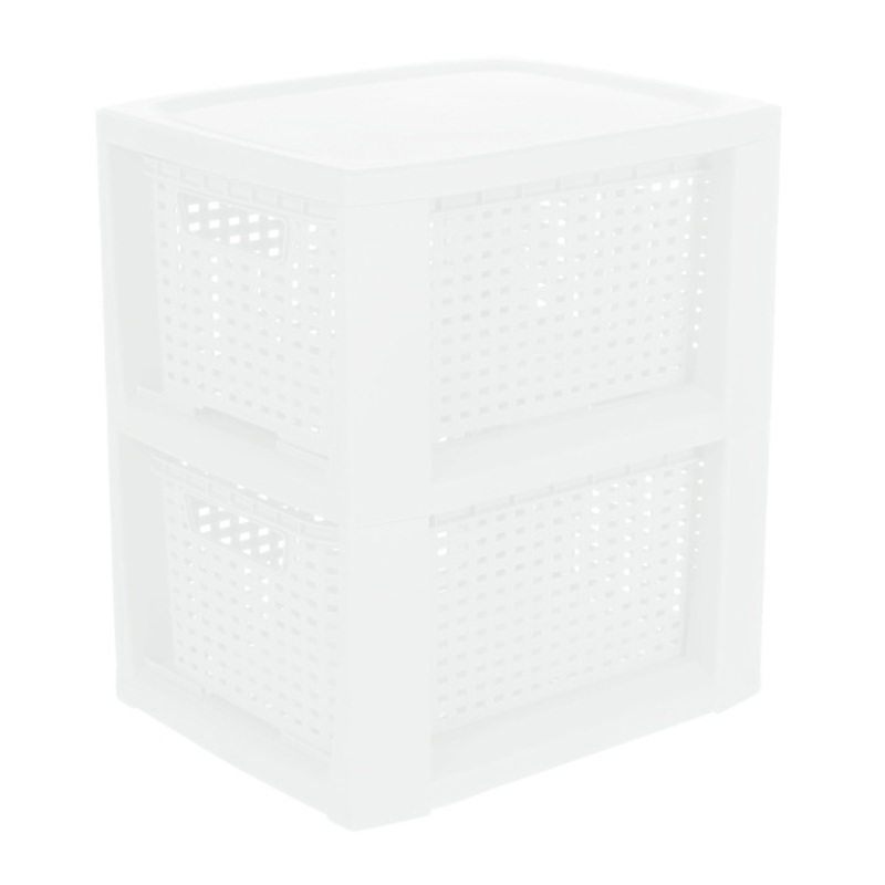 2-Layer Woven Drawer Set, White