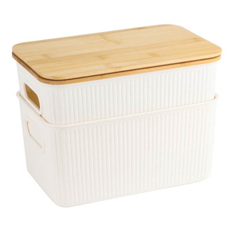 2-Pack Basket with Bamboo Lid, Small