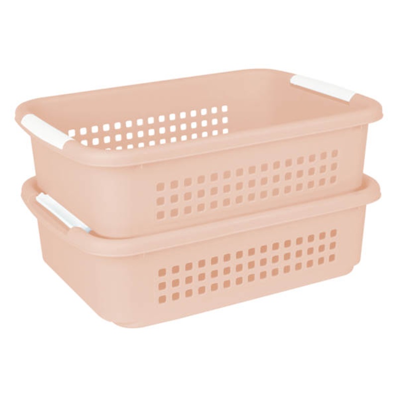 2-Pack Blush Stacked Nest Storage Basket, Large