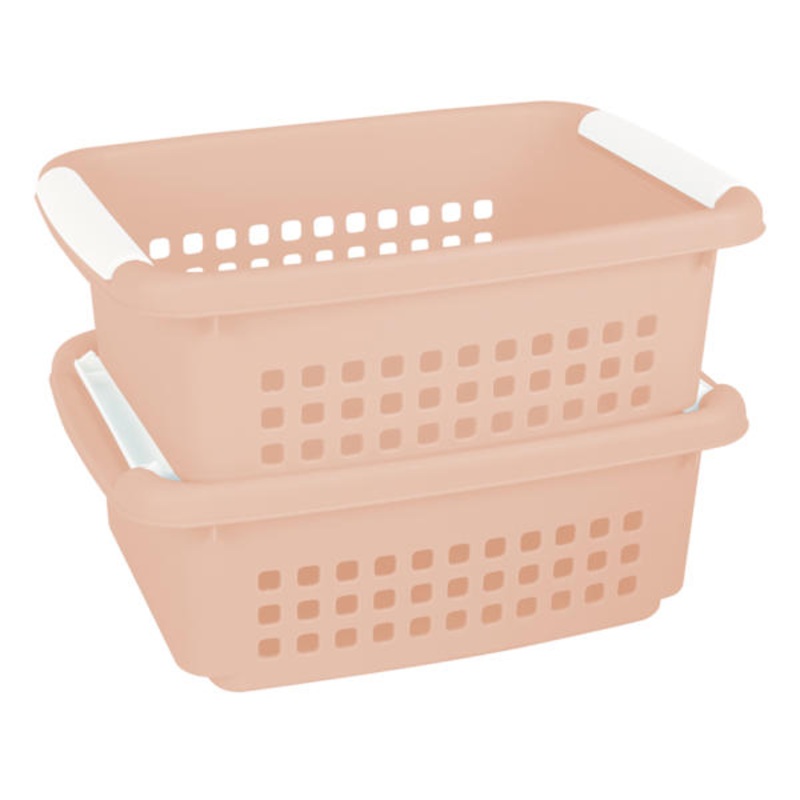 2-Pack Blush Stacked Nest Storage Basket, Small