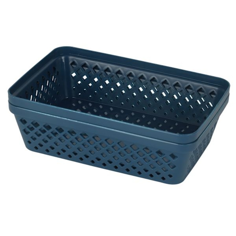 2-Pack Navy Blue Brickor Storage Trays, Large