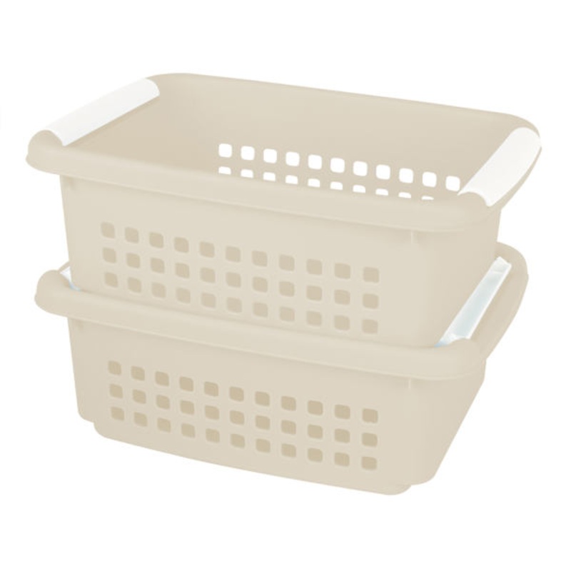 2-Pack White Swan Stackable Storage Basket, Medium