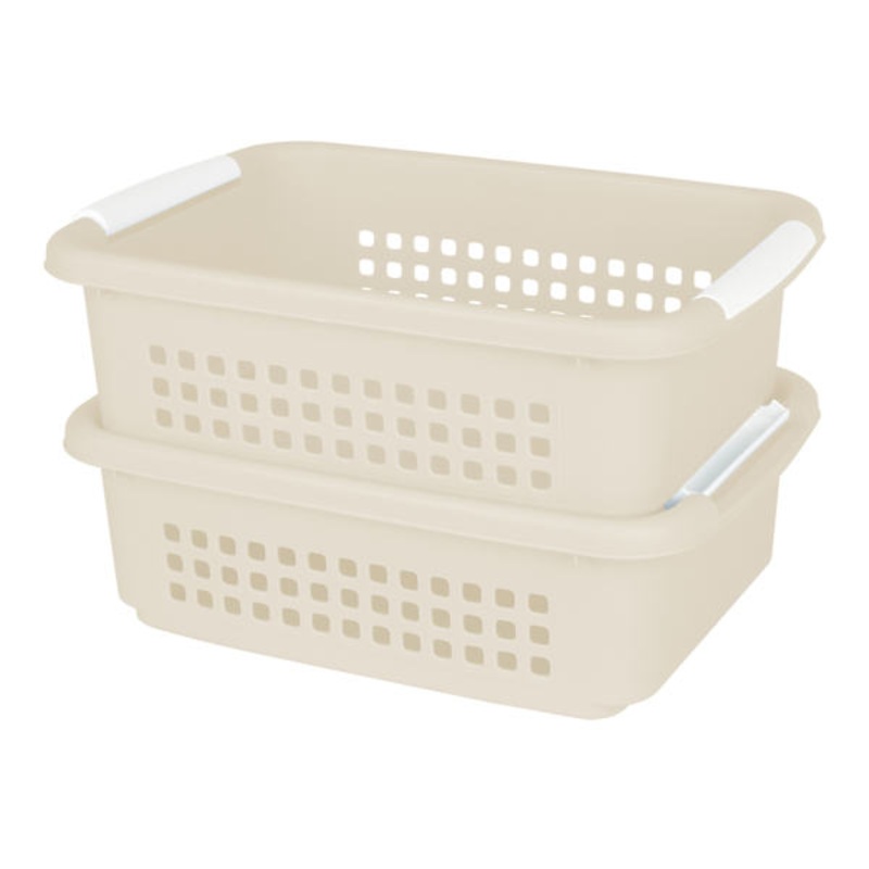 2-Pack White Swan Stackable Storage Basket, Small