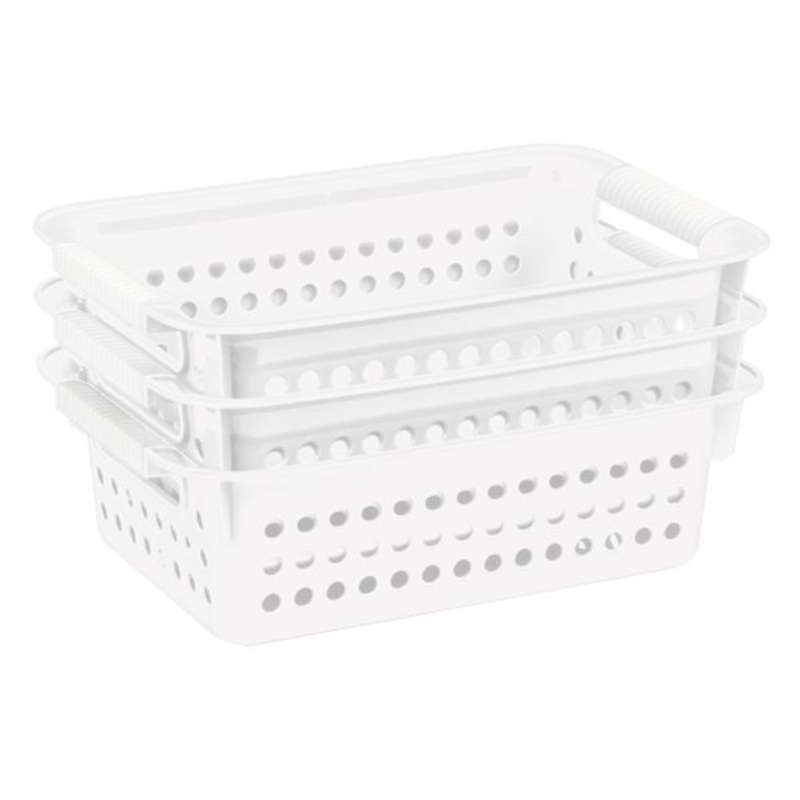 3-Pack White Circle Cutout Storage Basket, 5l